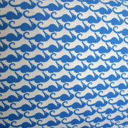 Blue Seahorses on White Nylon Lycra Swimsuit Fabric