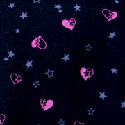 Broken Hearts and Stars on Black Cotton French Terry Fabric