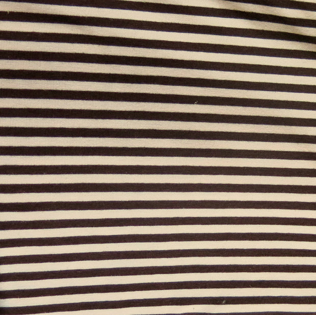 Brown and Pink 3/16" wide Stripe Cotton Lycra Knit Fabric
