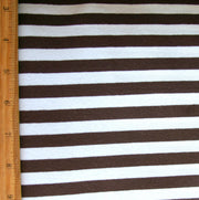 Brown and White 3/8" Stripe Cotton Lycra Knit Fabric