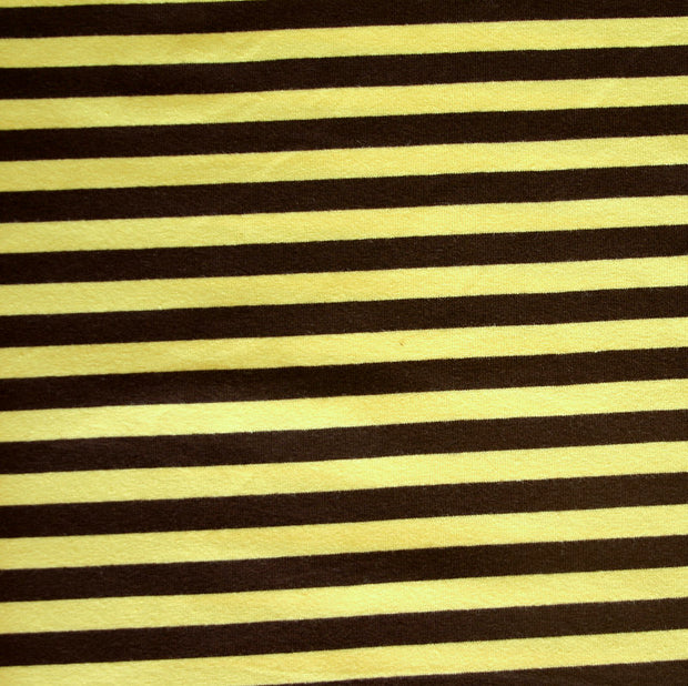 Brown and Yellow 3/8" Stripe Cotton Lycra Knit Fabric