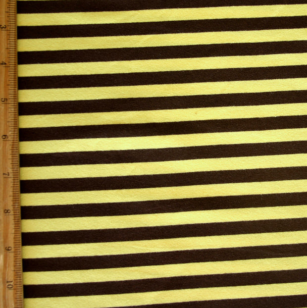 Brown and Yellow 3/8" Stripe Cotton Lycra Knit Fabric