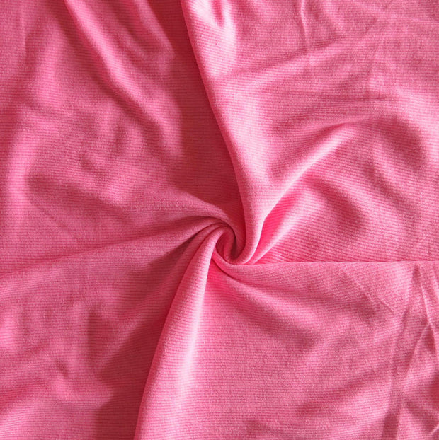 Bubblegum Pink 2x1 Cotton Rib Knit Fabric