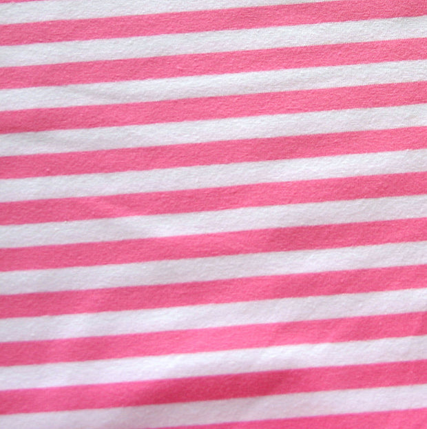 Bubblegum Pink and White 3/8" wide Stripe Cotton Lycra Knit Fabric