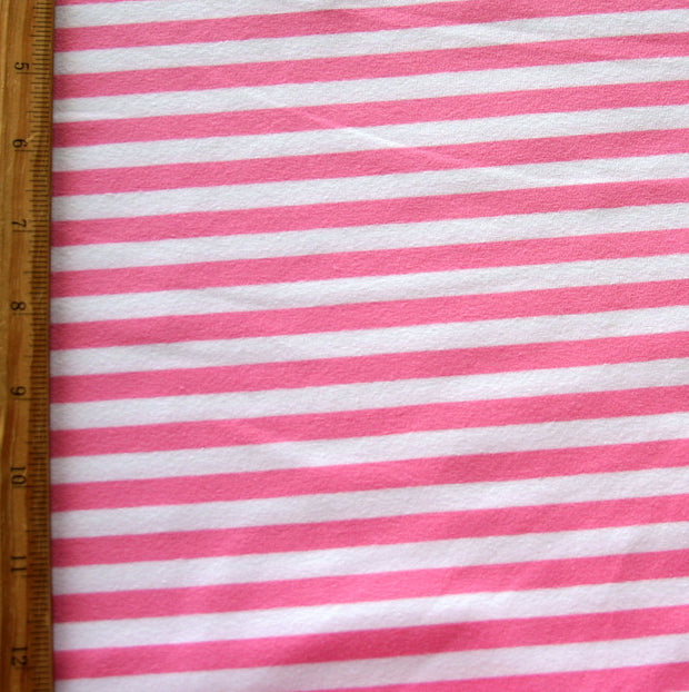 Bubblegum Pink and White 3/8" wide Stripe Cotton Lycra Knit Fabric