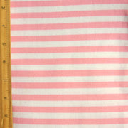 Bubblegum and White Stripe Cotton Lycra Knit Fabric