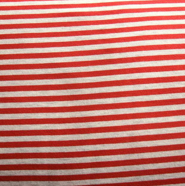 Carmine Red/Heathered Grey Narrow Stripe Bamboo Lycra Knit Fabric