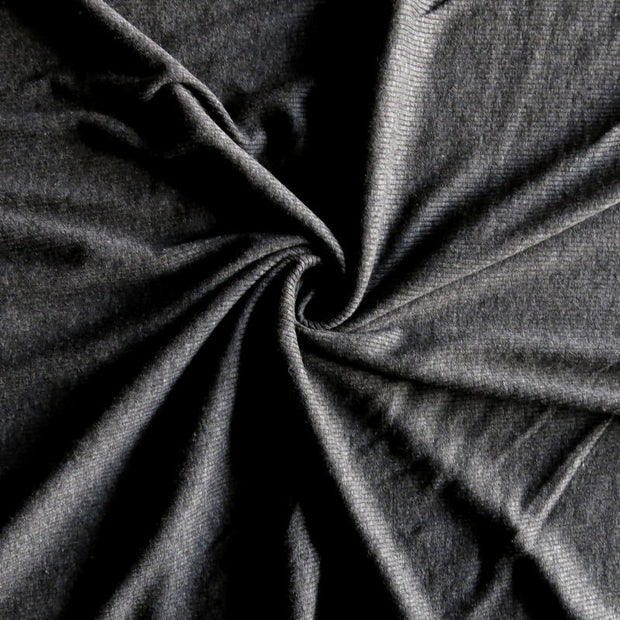 Charcoal Grey 2x1 Cotton Rib Knit Fabric