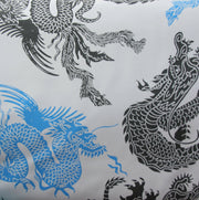 Chinese Dragons Boardshort Fabric, Blue/Black Colorway