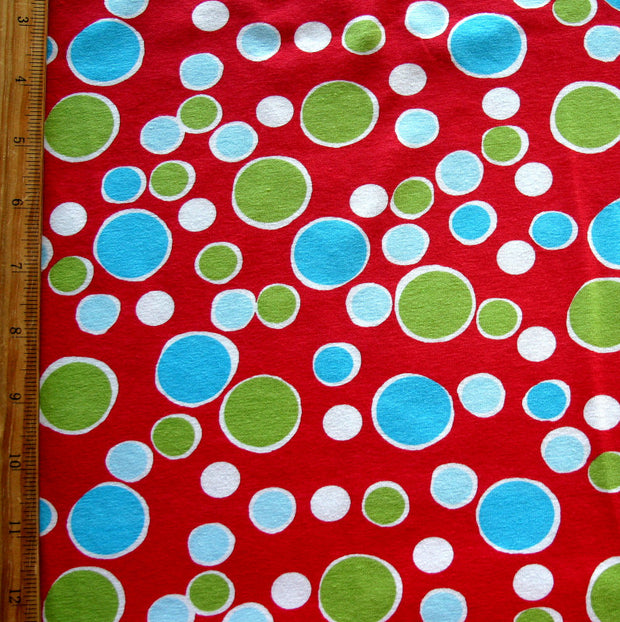 Christmas Bubble Dots Cotton Lycra Knit Fabric