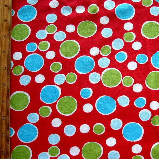 Christmas Bubble Dots Cotton Lycra Knit Fabric - 32" Remnant