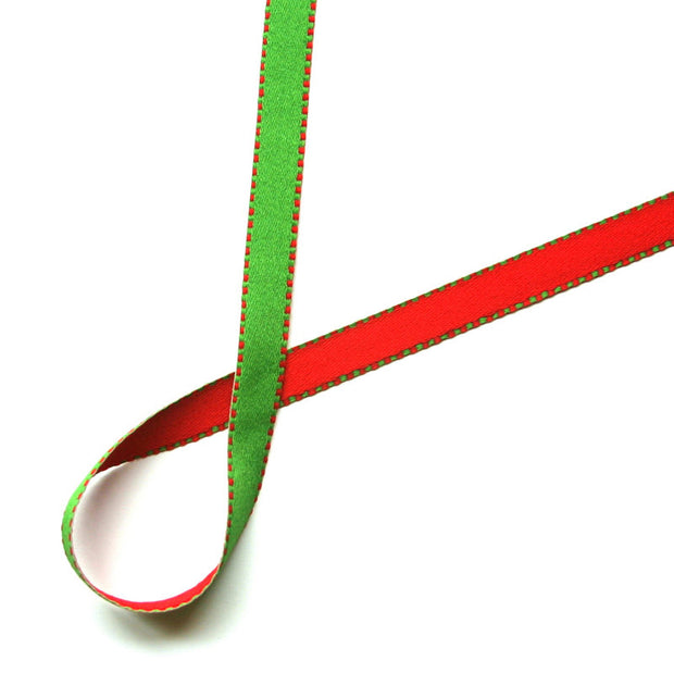 Christmas Reversible Narrow Woven Ribbon Trim