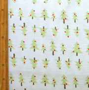 Little Christmas Trees Cotton Knit Fabric - 34" Remnant