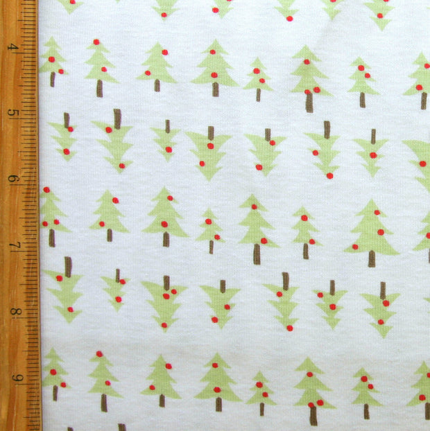 Little Christmas Trees Cotton Knit Fabric