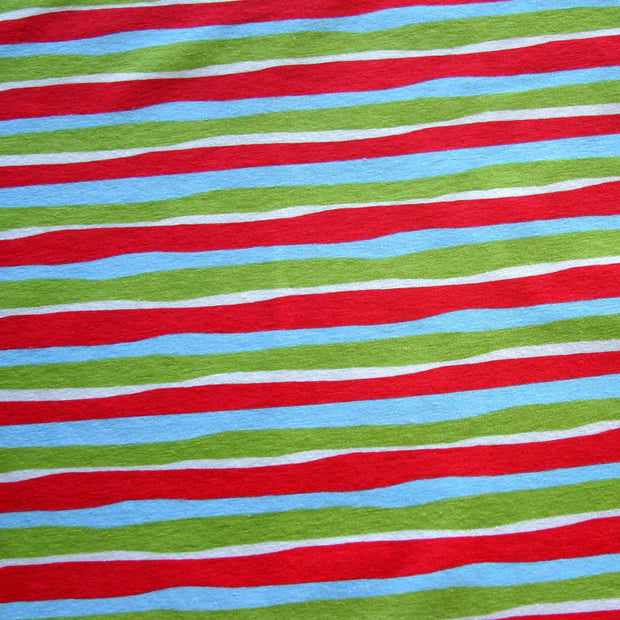 Christmas Wavy Stripes Cotton Lycra Knit Fabric
