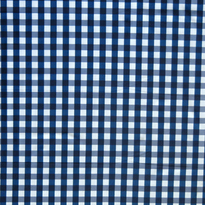 Classic Navy and White Gingham Nylon Spandex Swimsuit Fabric - 19" remnant