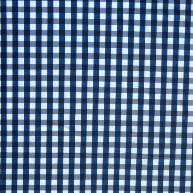 Classic Navy and White Gingham Nylon Spandex Swimsuit Fabric