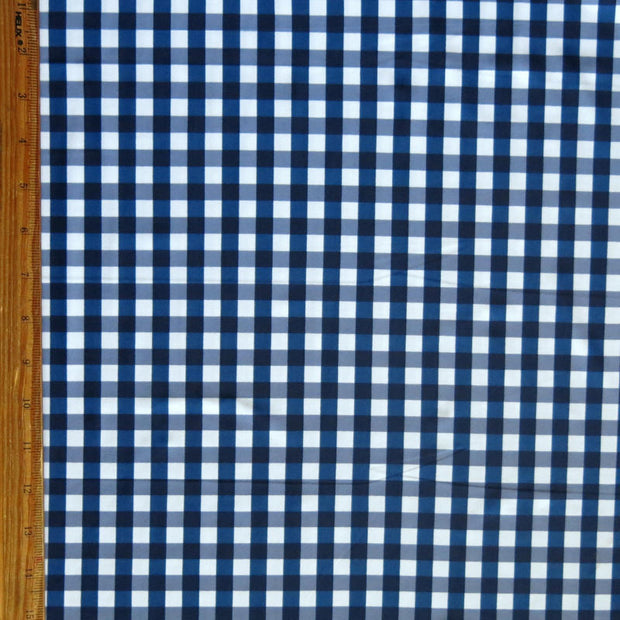 Classic Navy and White Gingham Nylon Spandex Swimsuit Fabric