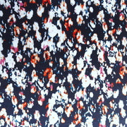 Colorful Abstract Flowers on Navy Nylon Spandex Swimsuit Fabric - 36" Remnant