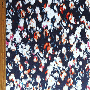 Colorful Abstract Flowers on Navy Nylon Spandex Swimsuit Fabric - 36" Remnant