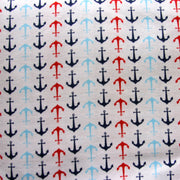 Multi Anchors on White Cotton Lycra Knit Fabric by Riley Blake