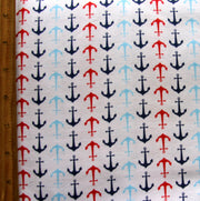 Multi Anchors on White Cotton Lycra Knit Fabric by Riley Blake