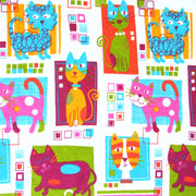 Colorful Cats Cotton Knit Fabric