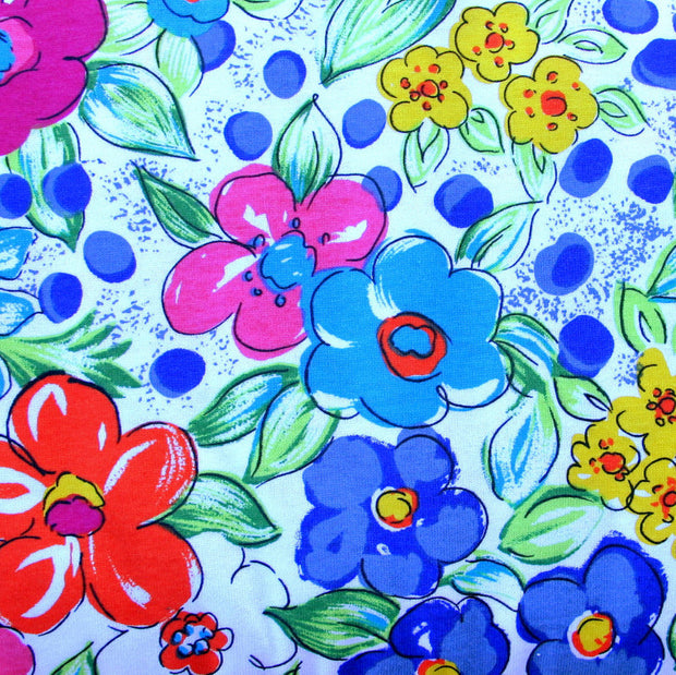 Colorful Daisy Garden Cotton Knit Fabric