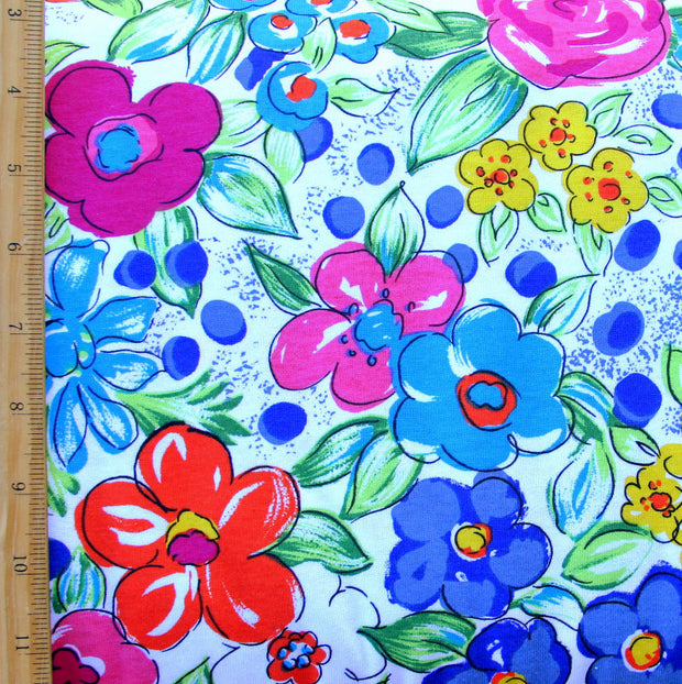 Colorful Daisy Garden Cotton Knit Fabric
