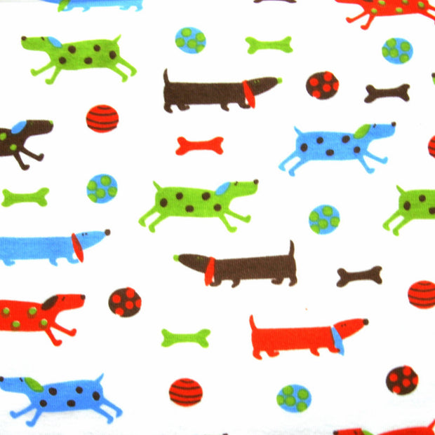 Playful Doggies Cotton Knit Fabric - 28" Remnant Piece