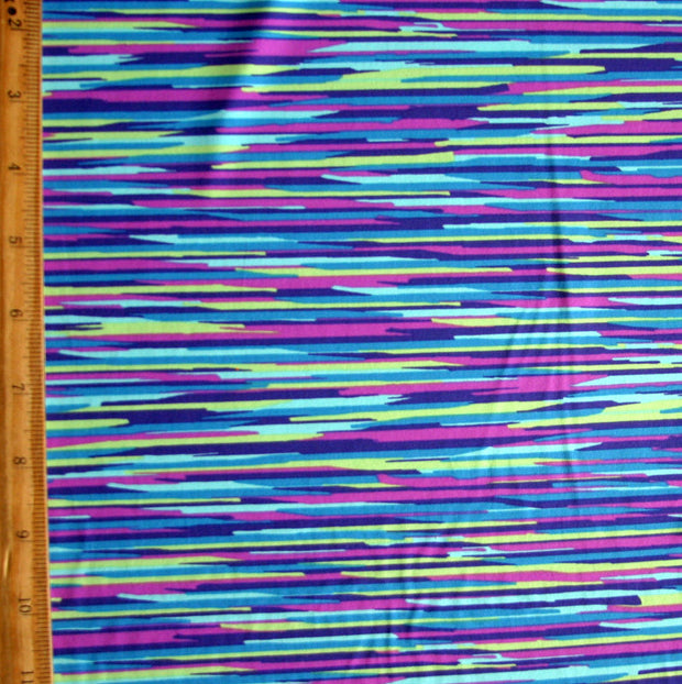 Lime, Purple, Peacock, Aqua Streak Stripe Nylon Lycra Swimsuit Fabric