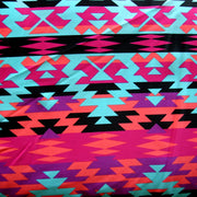 Colorful Tribal Nylon Lycra Swimsuit Fabric - 15" Remnant Piece