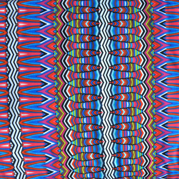 Colorful Vertical Mosaic Stripe Nylon Spandex Swimsuit Fabric - 24" Remnant