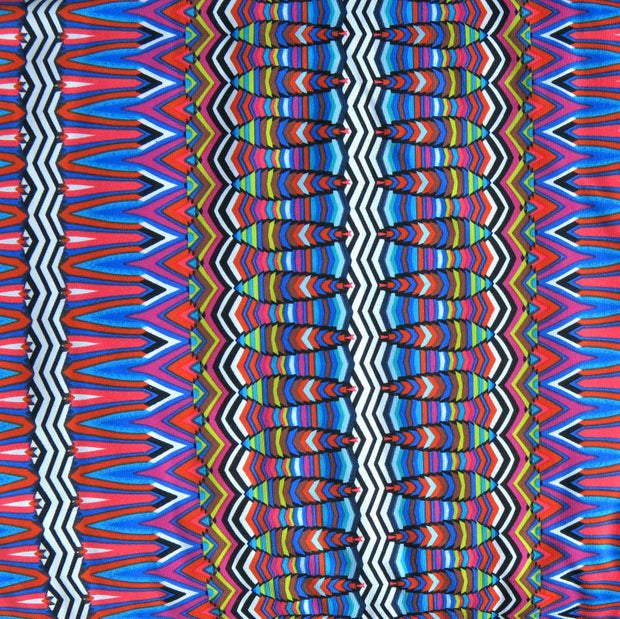Colorful Vertical Mosaic Stripe Nylon Spandex Swimsuit Fabric - 24" Remnant