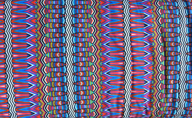 Colorful Vertical Mosaic Stripe Nylon Spandex Swimsuit Fabric - 24" Remnant