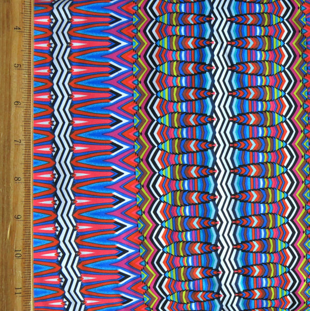 Colorful Vertical Mosaic Stripe Nylon Spandex Swimsuit Fabric - 24" Remnant