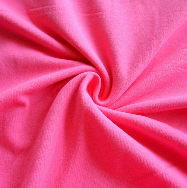 Coral Pink Cotton Lycra French Terry Fabric