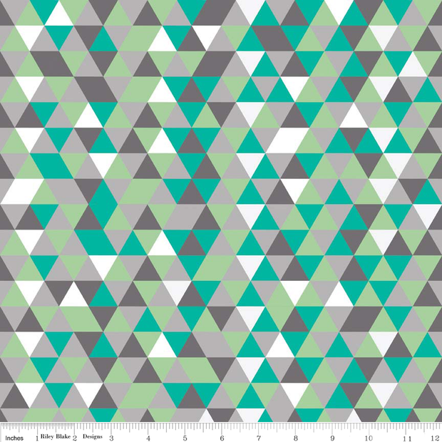 Cottage Triangles Gray Cotton Lycra Knit Fabric by Riley Blake