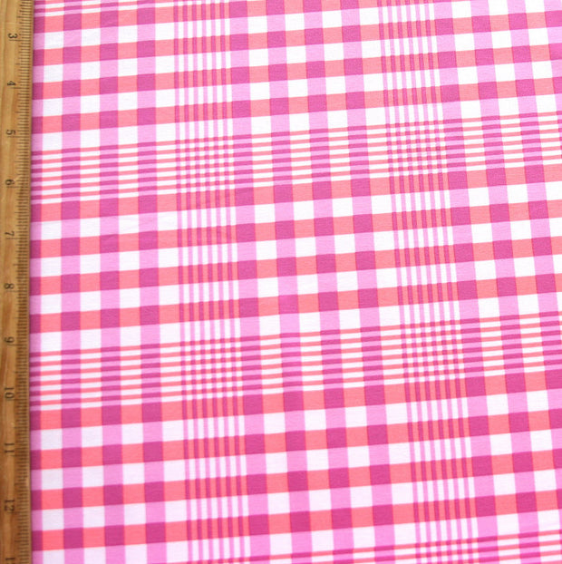 Country Plaid Pink Nylon Lycra Swimsuit Fabric