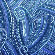 Dotty Curly Q's Swimsuit Fabric, Blue Colorway
