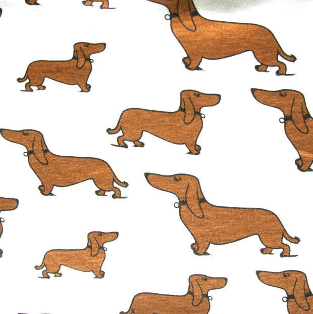 Dachshund Dogs on Creme Knit Fabric