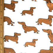 Dachshund Dogs on Creme Knit Fabric