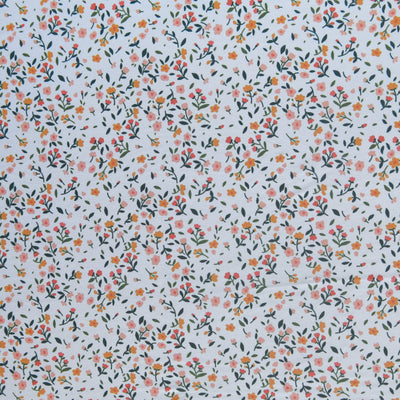Dainty Floral on White Poly Spandex Swimsuit Fabric