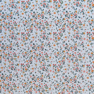 Dainty Floral on White Poly Spandex Swimsuit Fabric
