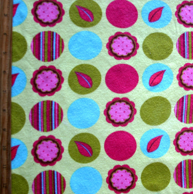 Daisies and Mod Dots Cotton Interlock Fabric