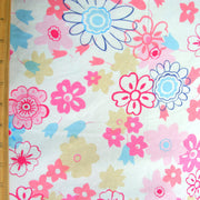 Daisy Delight Cotton Knit Fabric, Pink Colorway