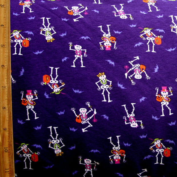 Dancing Skeletons Cotton Lycra Knit Fabric