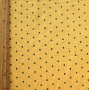 Dark Brown Pin Dots on Goldenrod Cotton Knit Fabric