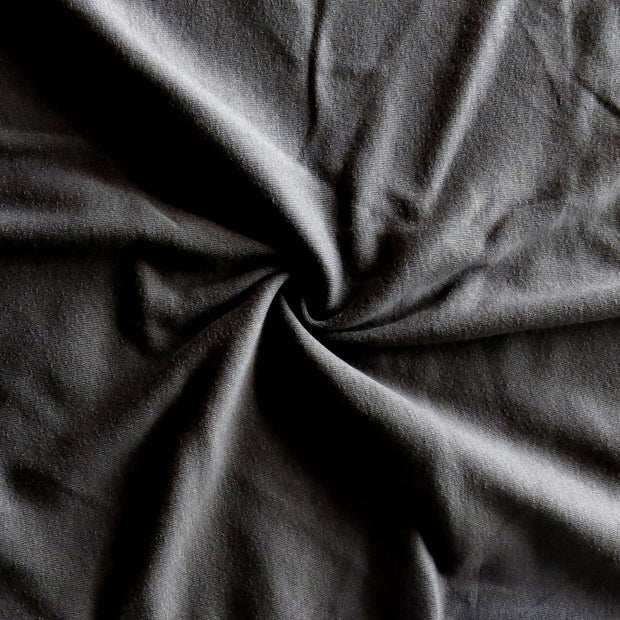 Dark Charcoal Cotton Rib Knit Fabric