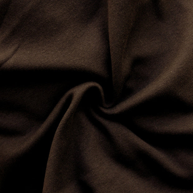 Dark Chocolate Brown Cotton Interlock Fabric